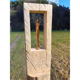 Mensch im Raum - Linde, Kirschbaumholz Mensch im Raum - Linde, Kirschbaumholz